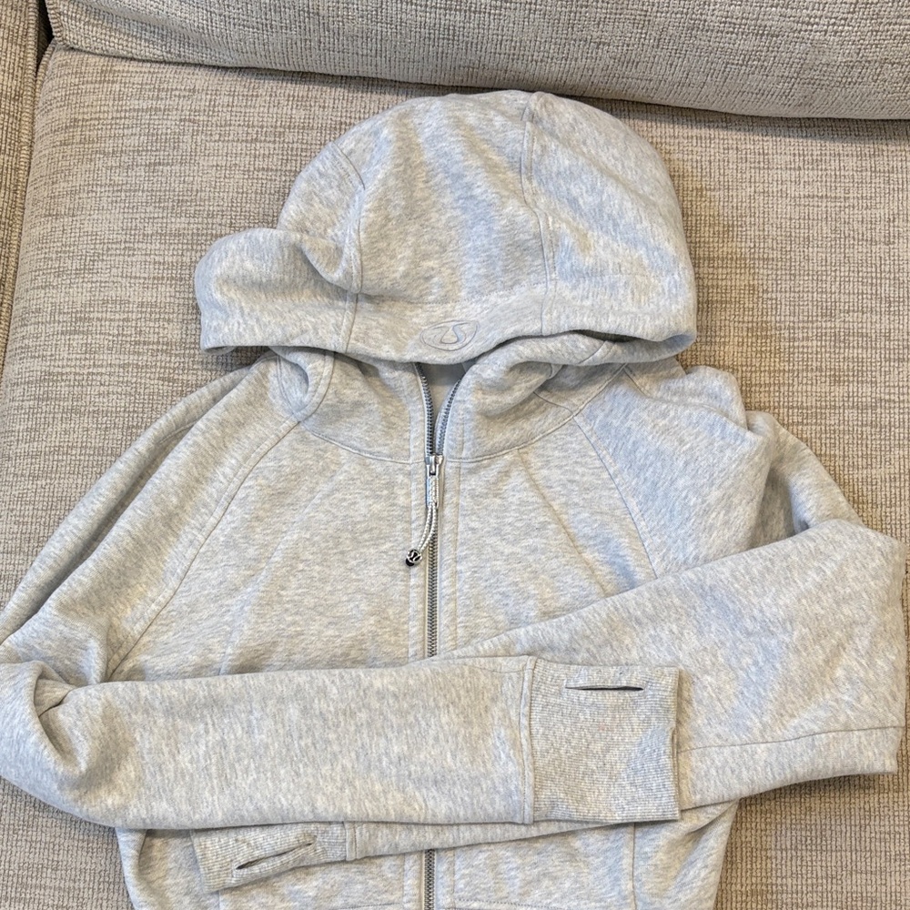lululemon athletica Heather Gray Hooded cropped scuba sweatshirt